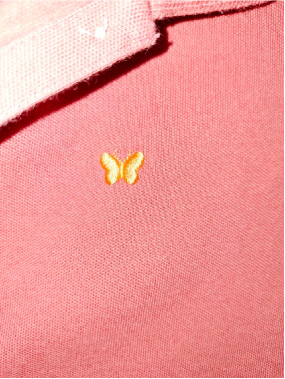 Aeropostale Coral Short Sleeve Polo Tee with Yellow Butterfly, Size M Y2K preppy - Picture 3 of 6